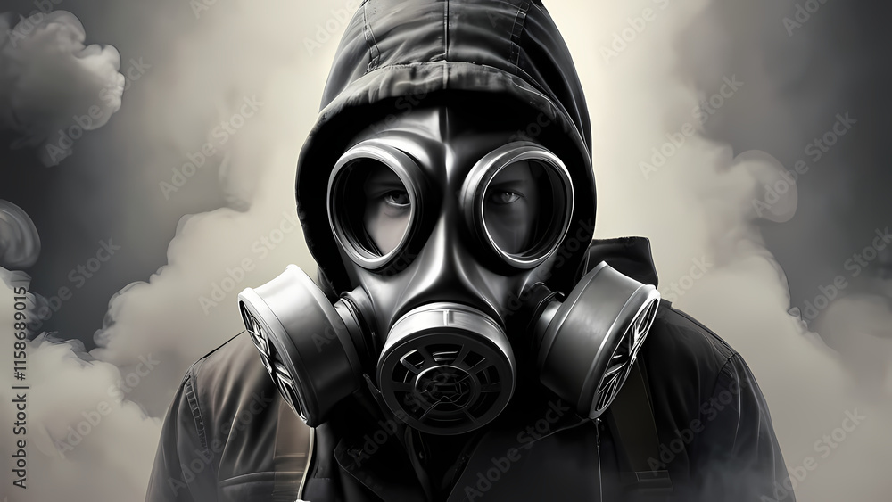 a detailed and dramatic image of a gas mask with gas smoke swirling in the background a detailed and dramatic image of a gas mask with gas smoke swirling in the background