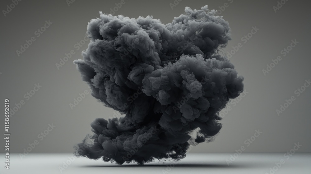 Abstract dark grey smoke cloud, isolated on grey background. Abstract dark grey smoke cloud, isolated on grey background.