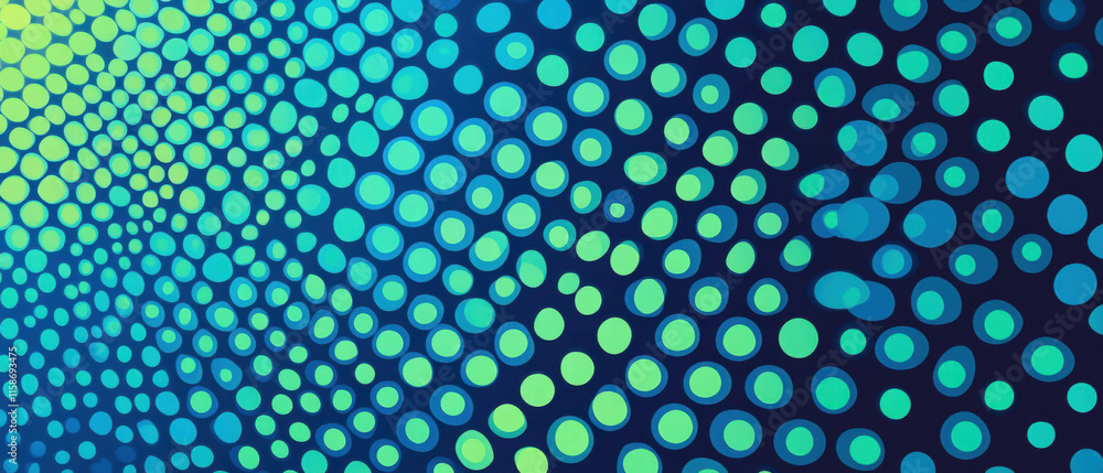 Vector cartoon illustration background featuring blue and green halftone circles in pattern Vector cartoon illustration background featuring blue and green halftone circles in pattern