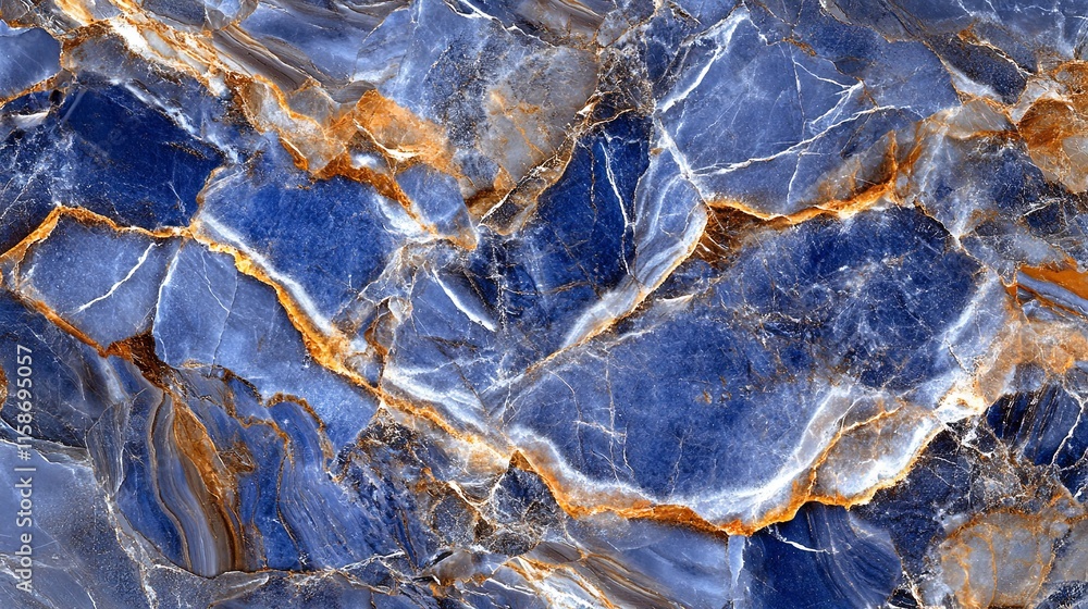 Fototapeta premium Blue Marble with White and Gray Swirling Patterns