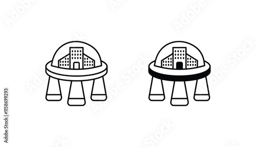 Space Colony icon design with white background stock illustration