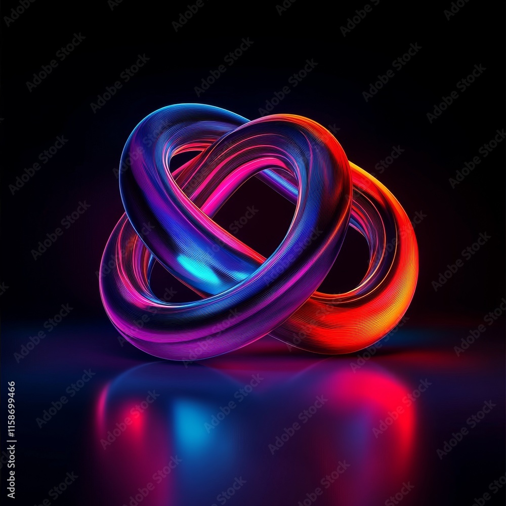 Colorful Abstract 3D Shape with Smooth Curves and Vibrant Effects Colorful Abstract 3D Shape with Smooth Curves and Vibrant Effects