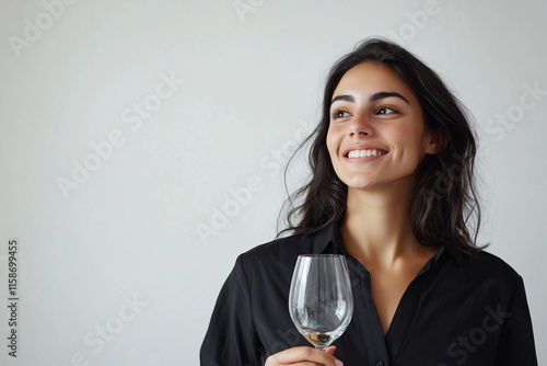 Happy Young Hispanic Businesswoman Using Tablet in Modern Office as Successful Leader and Career Dreamer






