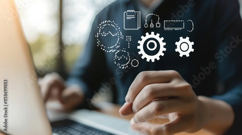 businessman working with computers service Quality assurance, Guarantee, Standards, ISO .