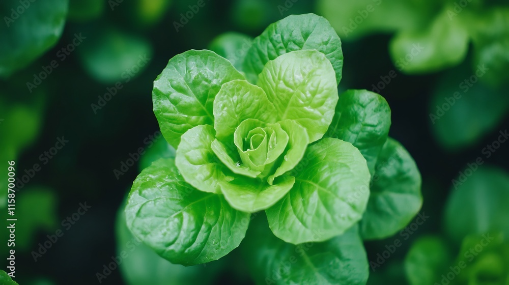 Obraz premium Vibrant Close-Up Photo: Lush Green Lettuce Thriving in a Garden. AI Generated