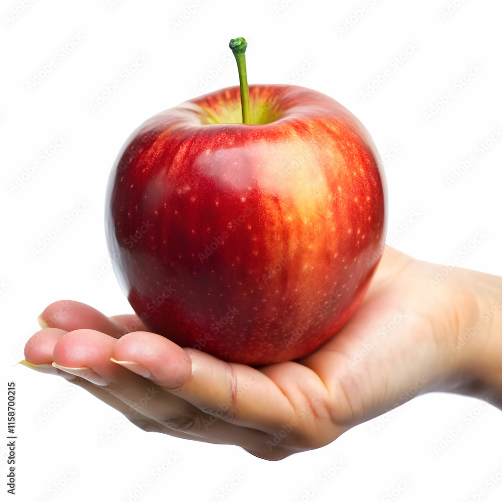 Hand Holding red apple Isolated on a Transparent Background Hand Holding red apple Isolated on a Transparent Background