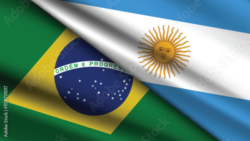High Quality background with Two Flags of Brazil and Argentina