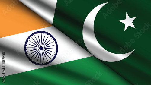High Quality background with Two Flags of India and Pakistan