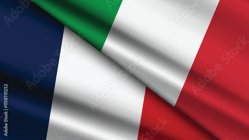 High Quality background with Two Flags of France and Italy