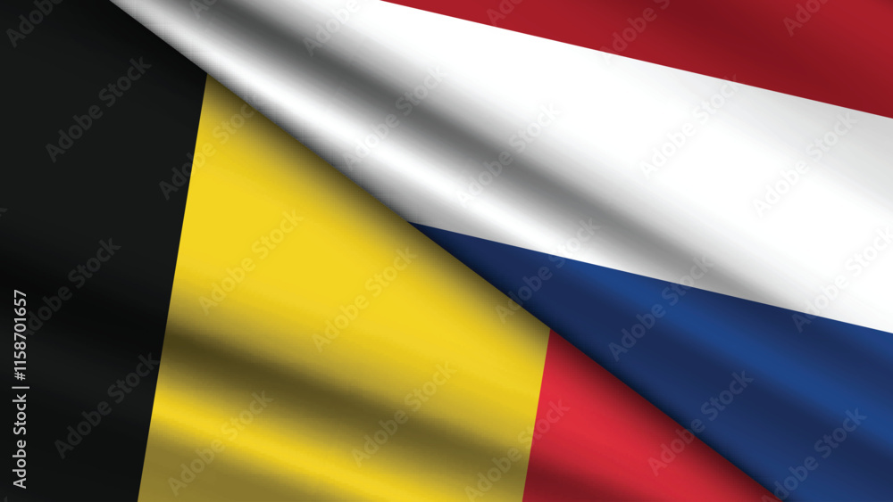 Fototapeta premium High Quality background with Two Flags of Belgium and Netherlands