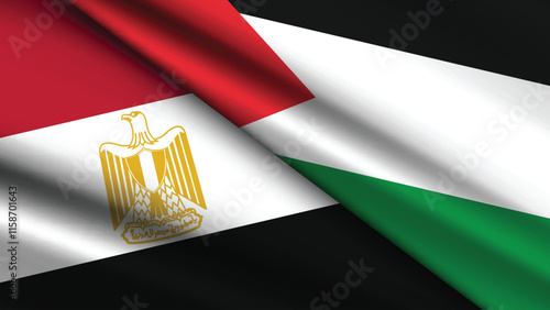 High Quality background with Two Flags of Egypt and Palestine