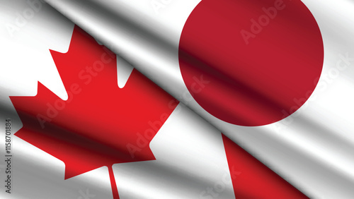 High Quality background with Two Flags of Canada and Japan