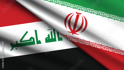 High Quality background with Two Flags of Iran and Iraq  