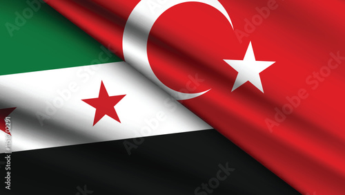 High Quality background with Two Flags of Turkey and Syria  
