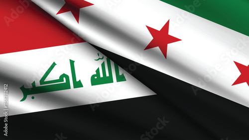 High Quality background with Two Flags of Syria and Iraq  