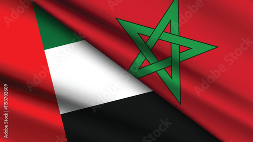 High Quality background with Two Flags of Morocco and UAE  