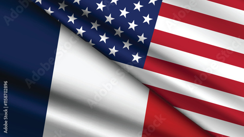 High Quality background with Two Flags of USA and France  