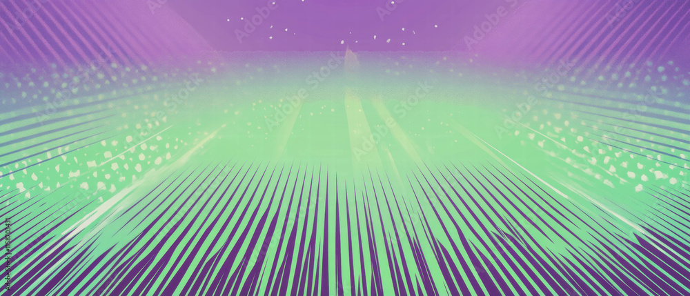 Vibrant pop art banner design with halftone effects and zigzag patterns in green and purple Vibrant pop art banner design with halftone effects and zigzag patterns in green and purple