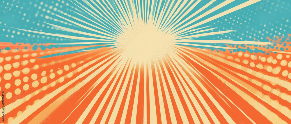 Fototapeta premium Bold pop art banner design featuring halftone effects and vibrant diamond patterns