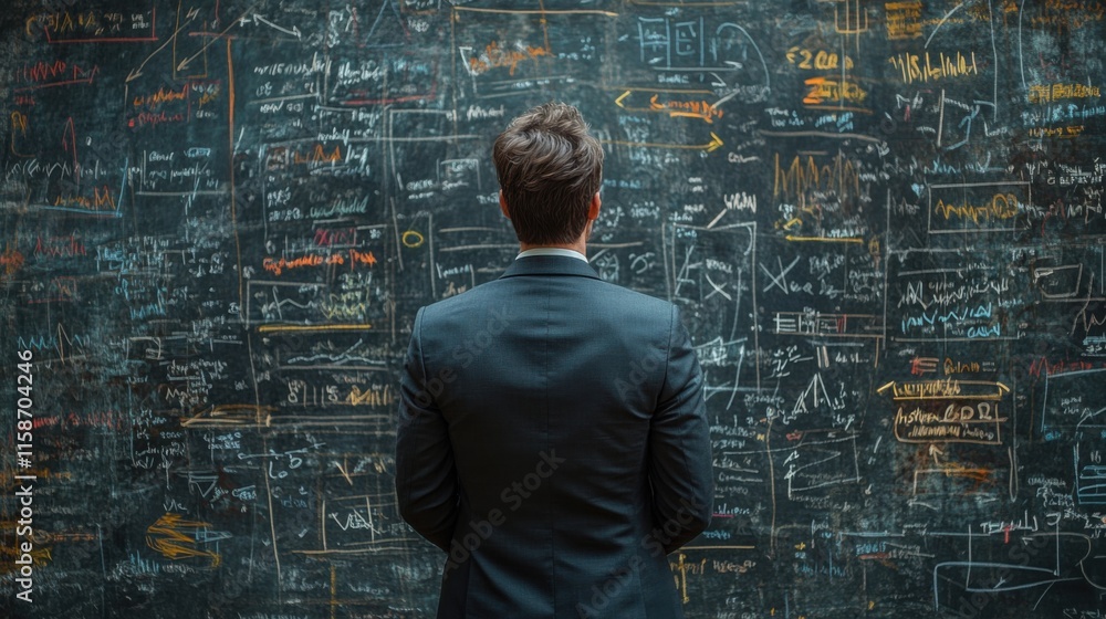Deep in Thought: Contemplating Solutions on a Chalkboard Deep in Thought: Contemplating Solutions on a Chalkboard
