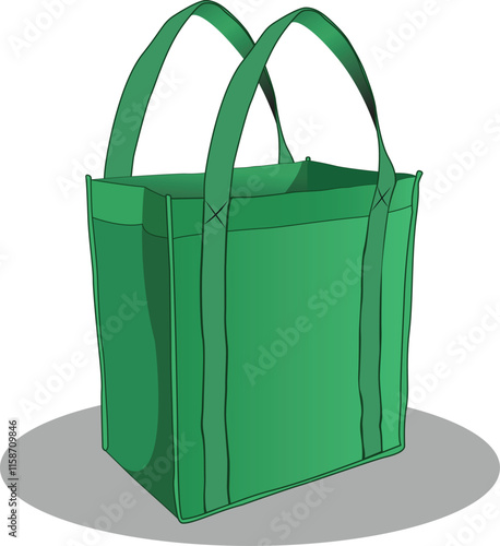 Shopping bag isolated on white background green color vector illustration