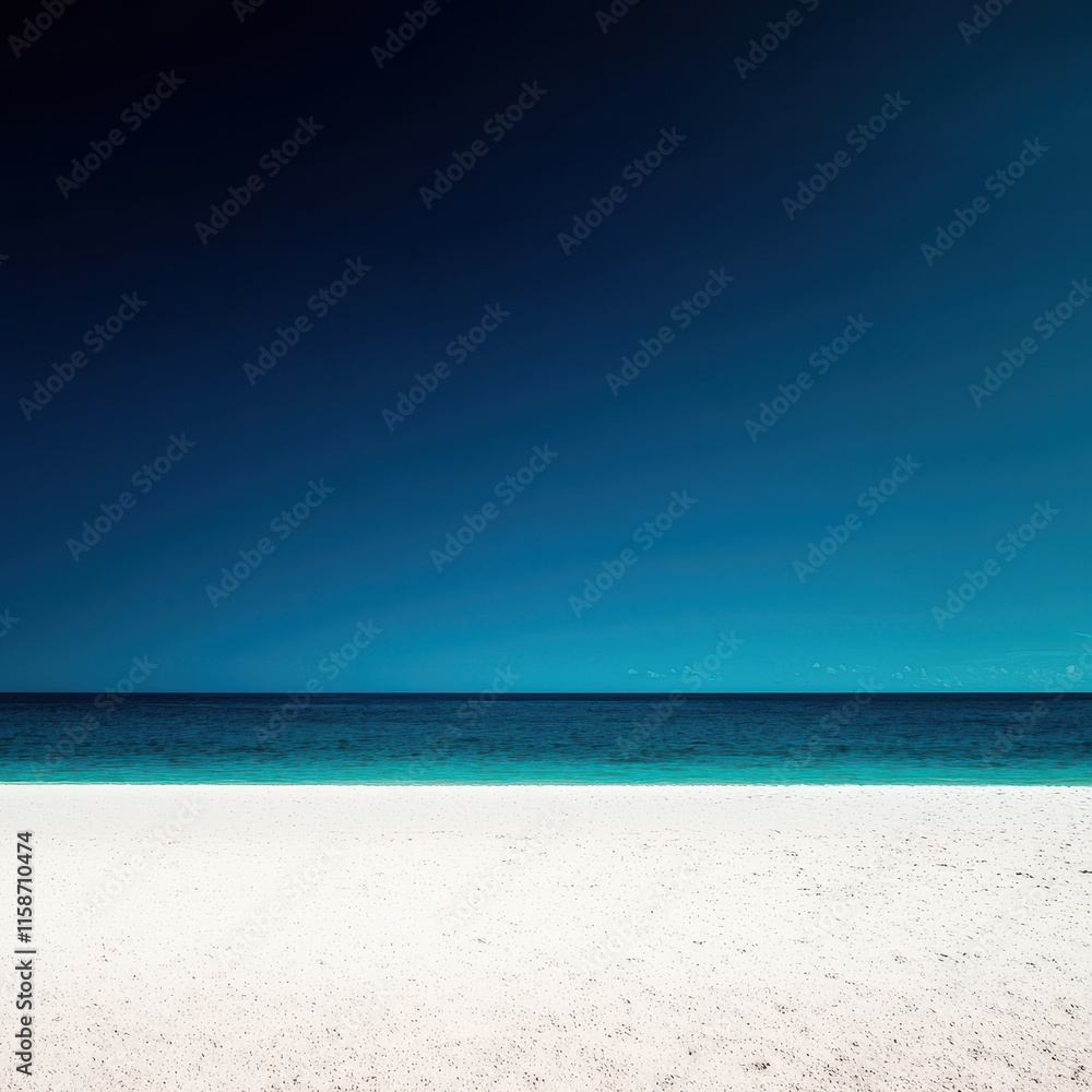 Serene Tropical Beach with Clear Blue Waters and White Sand Shoreline Serene Tropical Beach with Clear Blue Waters and White Sand Shoreline