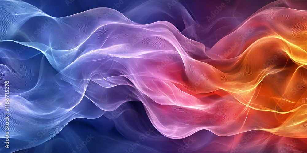 Abstract Colorful Waves Flowing Dynamically, Intertwining Hues Create a Vibrant, Evocative Scene. Abstract Colorful Waves Flowing Dynamically, Intertwining Hues Create a Vibrant, Evocative Scene.