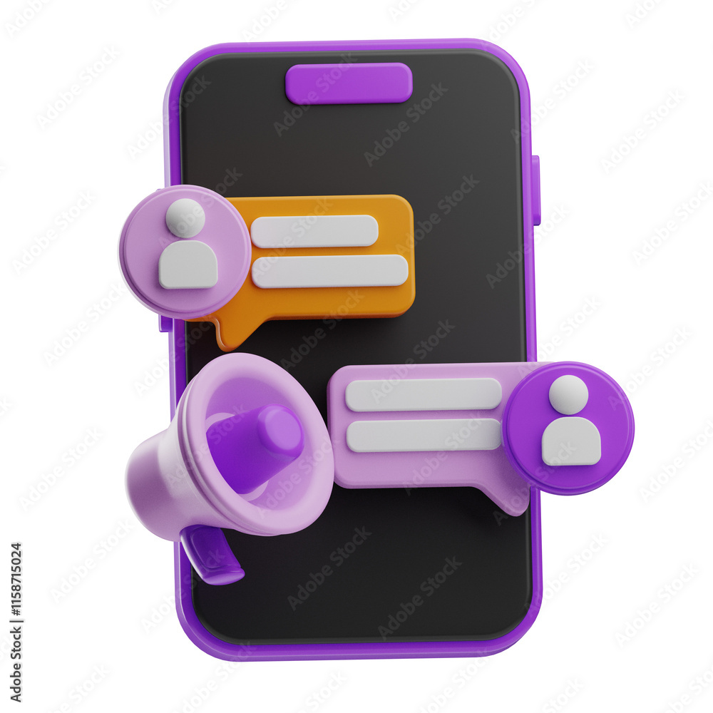 Modern Smartphone with Messaging Icons Modern Smartphone with Messaging Icons