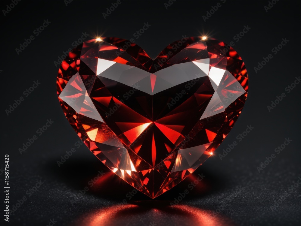 Fototapeta premium ruby diamond heart on black