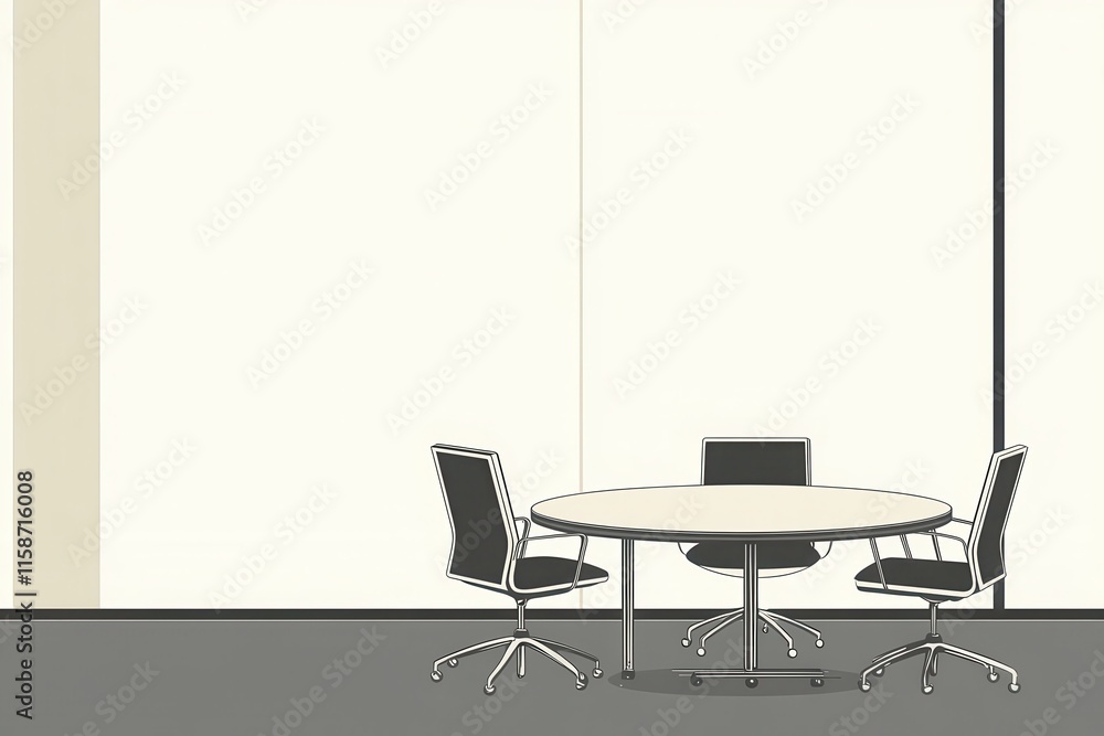 Fototapeta premium Modern Meeting Room with Round Table and Chairs