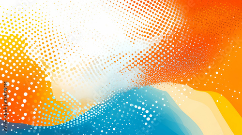 Wallpaper Mural Abstract Orange & Blue Halftone Waves Design, Blending Colors Harmoniously into a Vibrant Summer Scene Torontodigital.ca