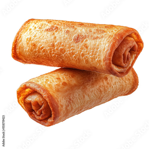 Delicious Russian blini rolls on transparent background photo