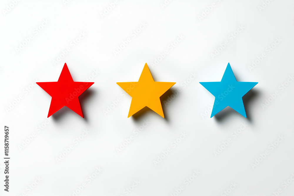 Fototapeta premium Colorful Stars, A Rating System, Represents Quality, Success, and Achievement Brightly.