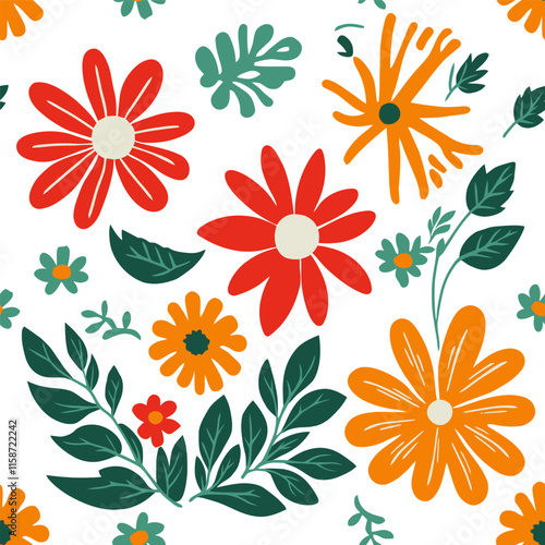 Seamless flower patterns, vector illustration