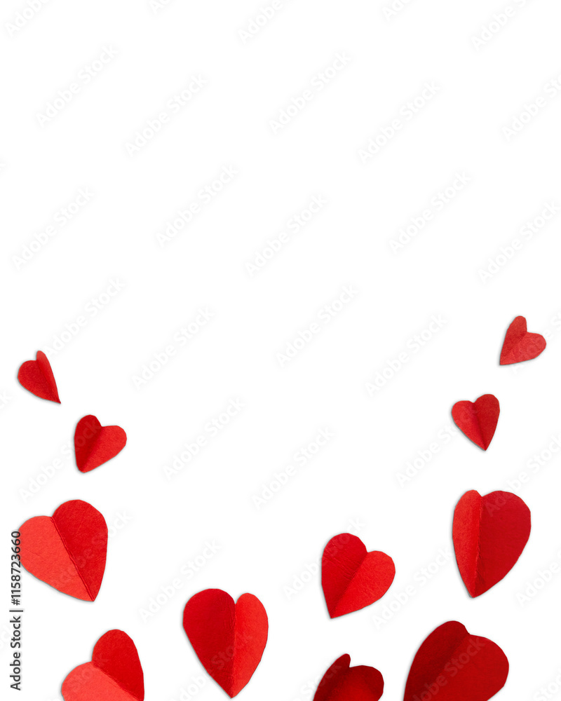 Red hearts Border isolated on white background, Love Greeting Card background, Premium border PNG Red hearts Border isolated on white background, Love Greeting Card background, Premium border PNG