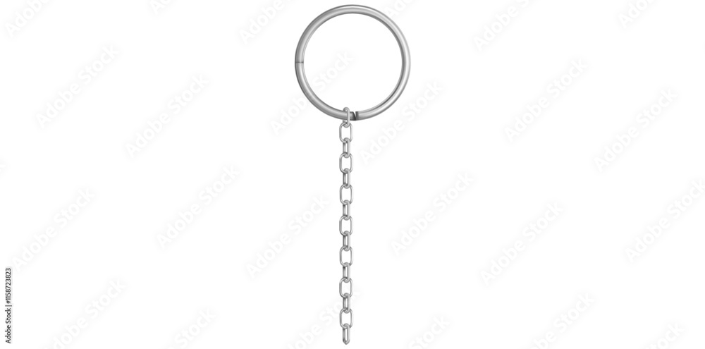 Realistic Silver Key Chain With Metal Ring Vector Illustration. Realistic Silver Key Chain With Metal Ring Vector Illustration.