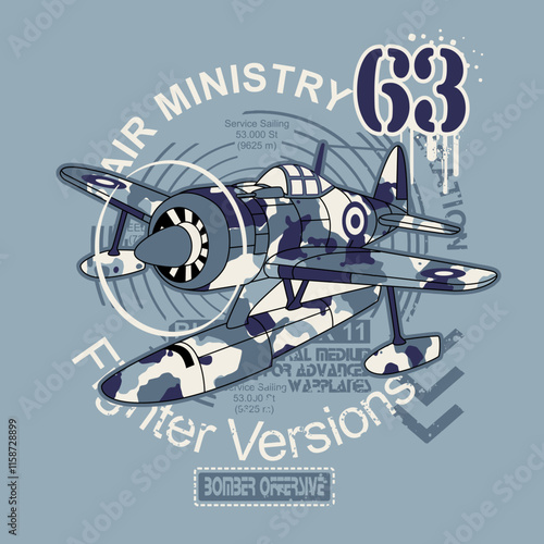 Old fighter plane kamikaze ,Vector illustration