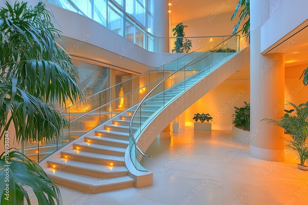 Fototapeta premium Elegant Grand Stairway with Modern Design Elements