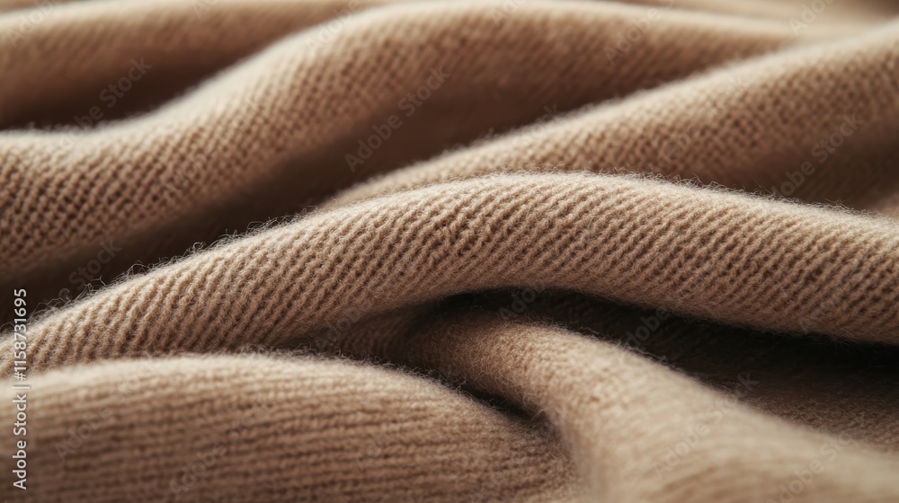 A mocha mousse pantone 2025 cashmere sweater, close-up A mocha mousse pantone 2025 cashmere sweater, close-up