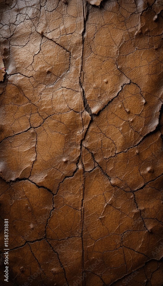 Close-up of cracked brown leather texture surface with visible details. Close-up of cracked brown leather texture surface with visible details.