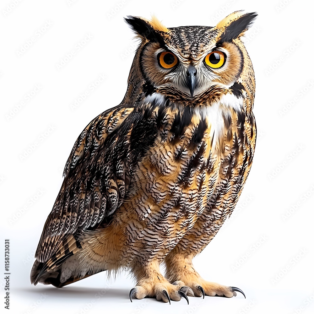 Fototapeta premium Majestic Owl on a Clean Canvas