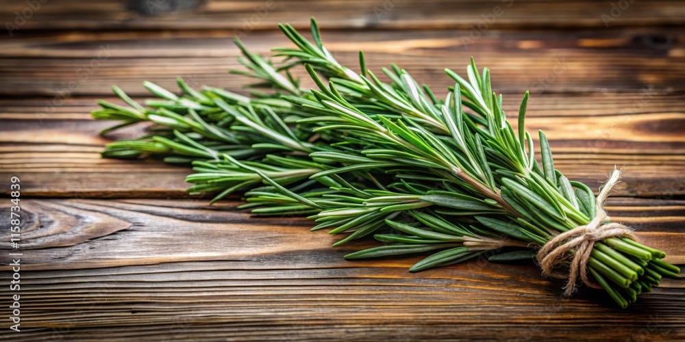 Fresh rosemary herbs on a wooden table , flavoring, rosemary, flavoring,rosemary,fresh,culinary,wooden table,hands off Fresh rosemary herbs on a wooden table , flavoring, rosemary, flavoring,rosemary,fresh,culinary,wooden table,hands off