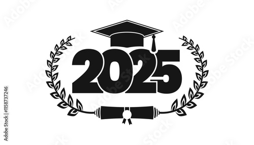 Class off 2025 logo with laurel. 2025 class graduation - Graduate School