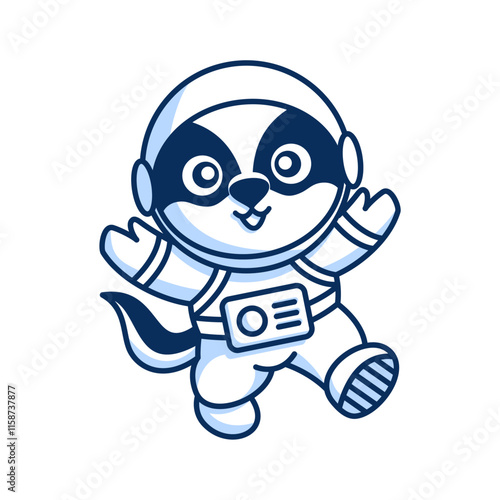 cute animal astronaut cartoon illustration icon vector