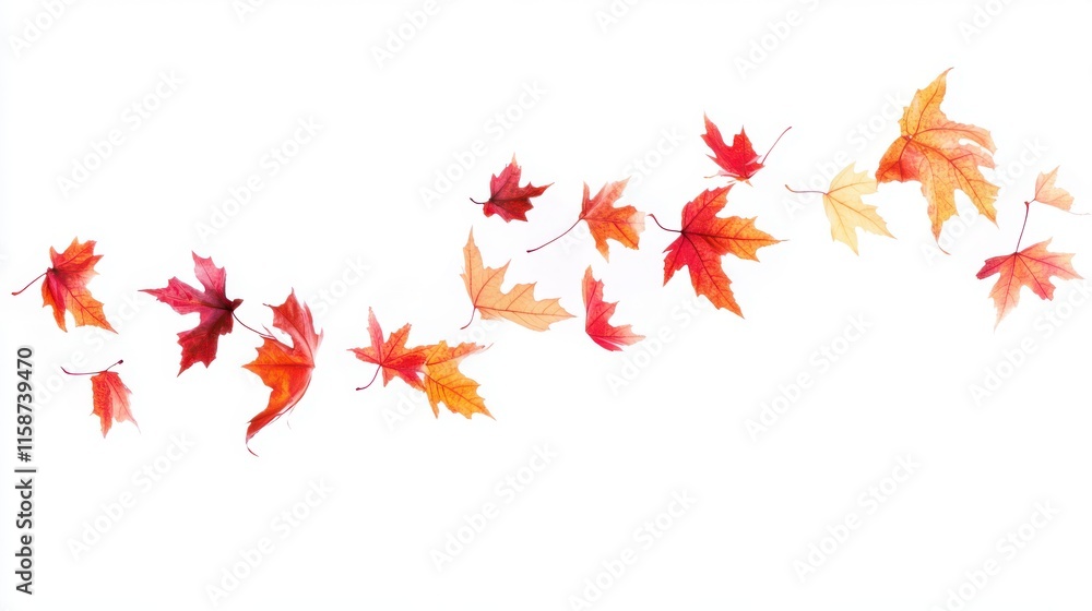 Autumn maple leaves caught in a gentle breeze, Autumn maple leaves caught in a gentle breeze,