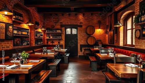 Rustic Wine Bar Restaurant Interior Design photo