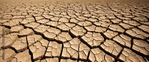 Cracked dry earth surface under arid conditions. photo