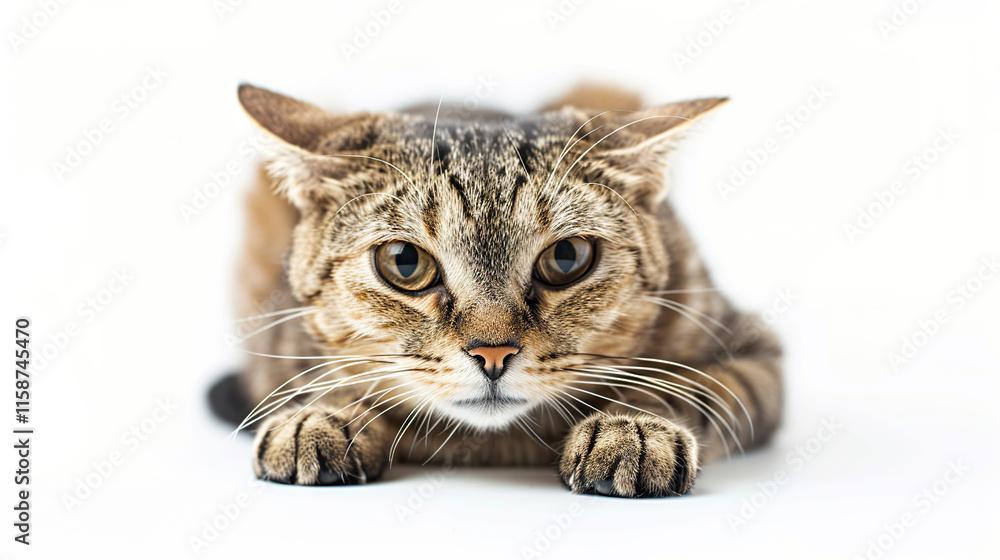 Obraz premium Flat headed Cat isolated on White background