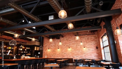 Industrial Chic Restaurant Interior Design With Exposed Brick