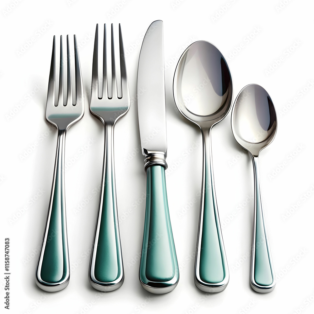 A sleek and polished cutlery set A sleek and polished cutlery set